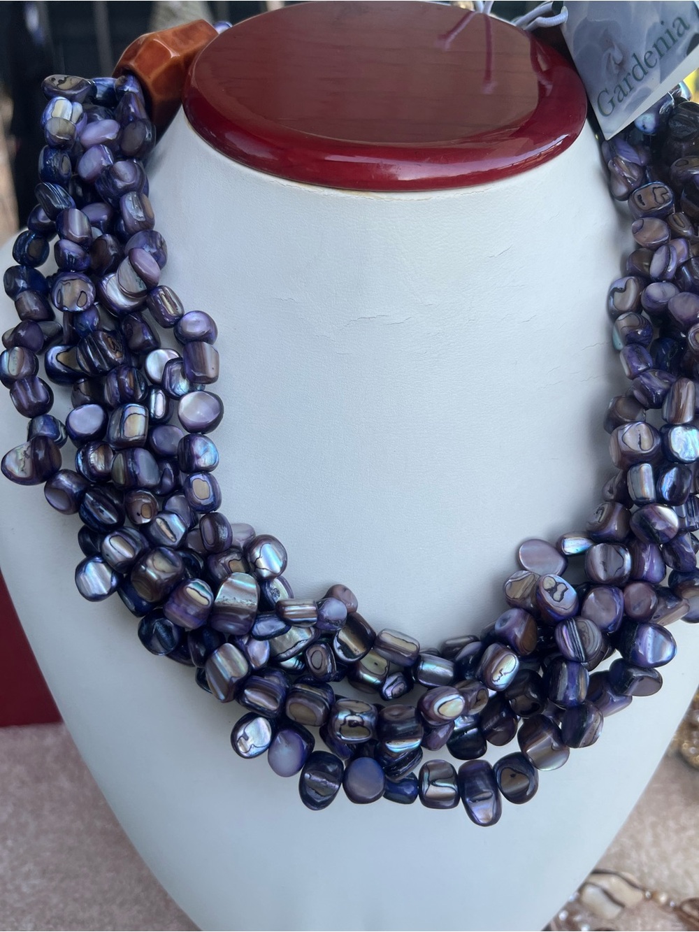 Purple Freshwater Pearl Multi-Strand Necklace new with tag grey/ purple color